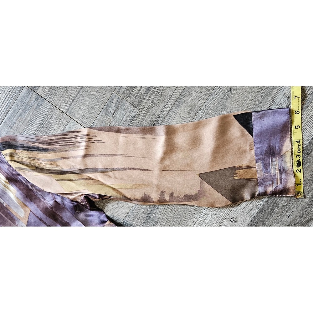 Citron Santa Monica Abstract Geometric Print Tunic Top Purple Tan Silk Blend M - Picture 6 of 9